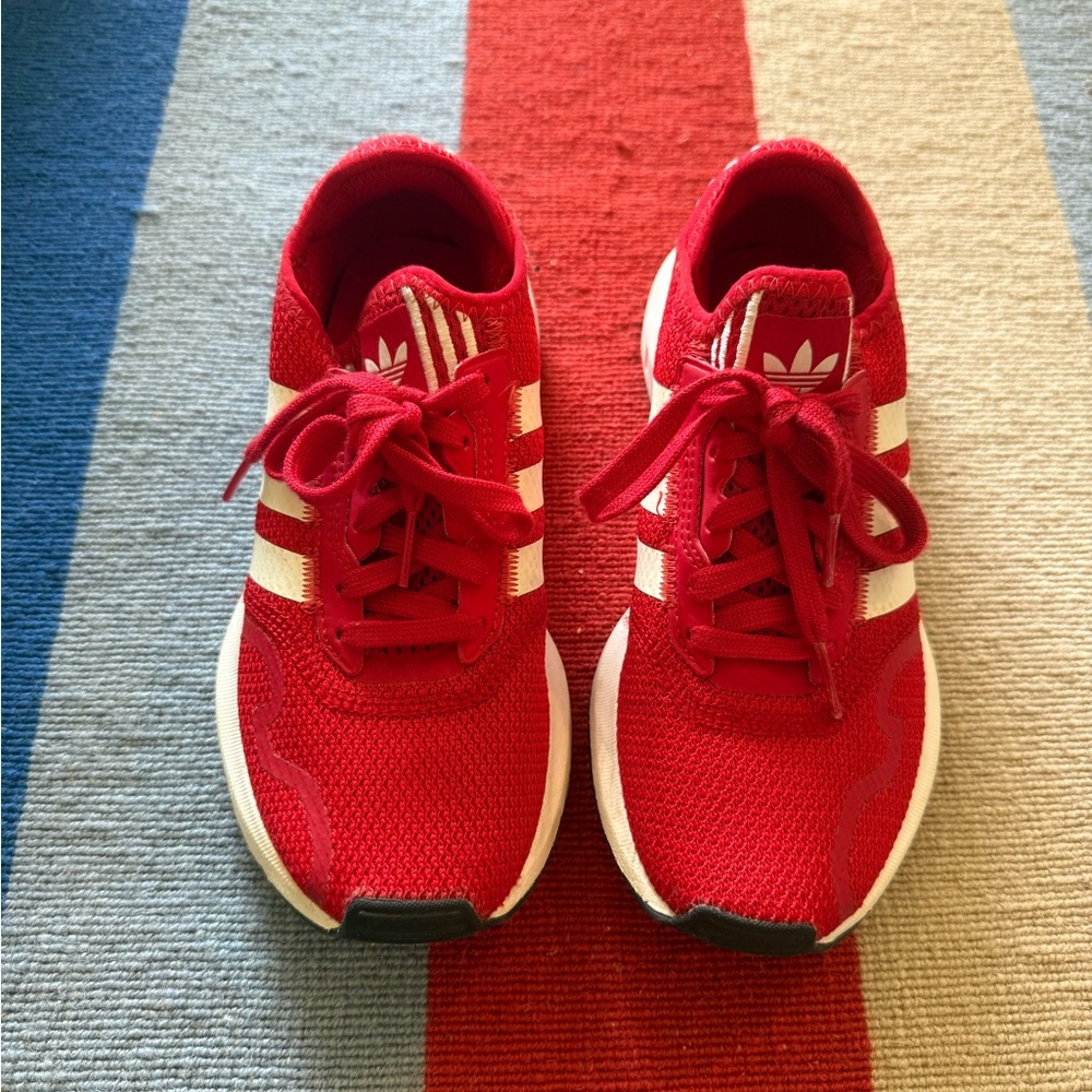 Adidas Red and White Sneakers Vibrant Athletic Style